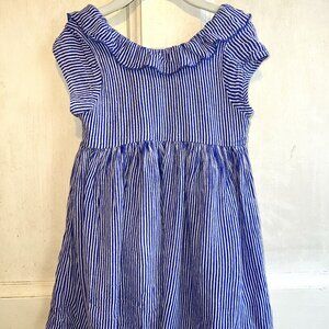 Pink Chicken Blue and White Striped Dress Girls Size 4